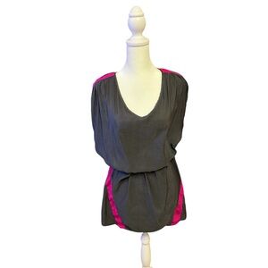 Y2K Express Gray Dress with Pink Accents Medium EUC